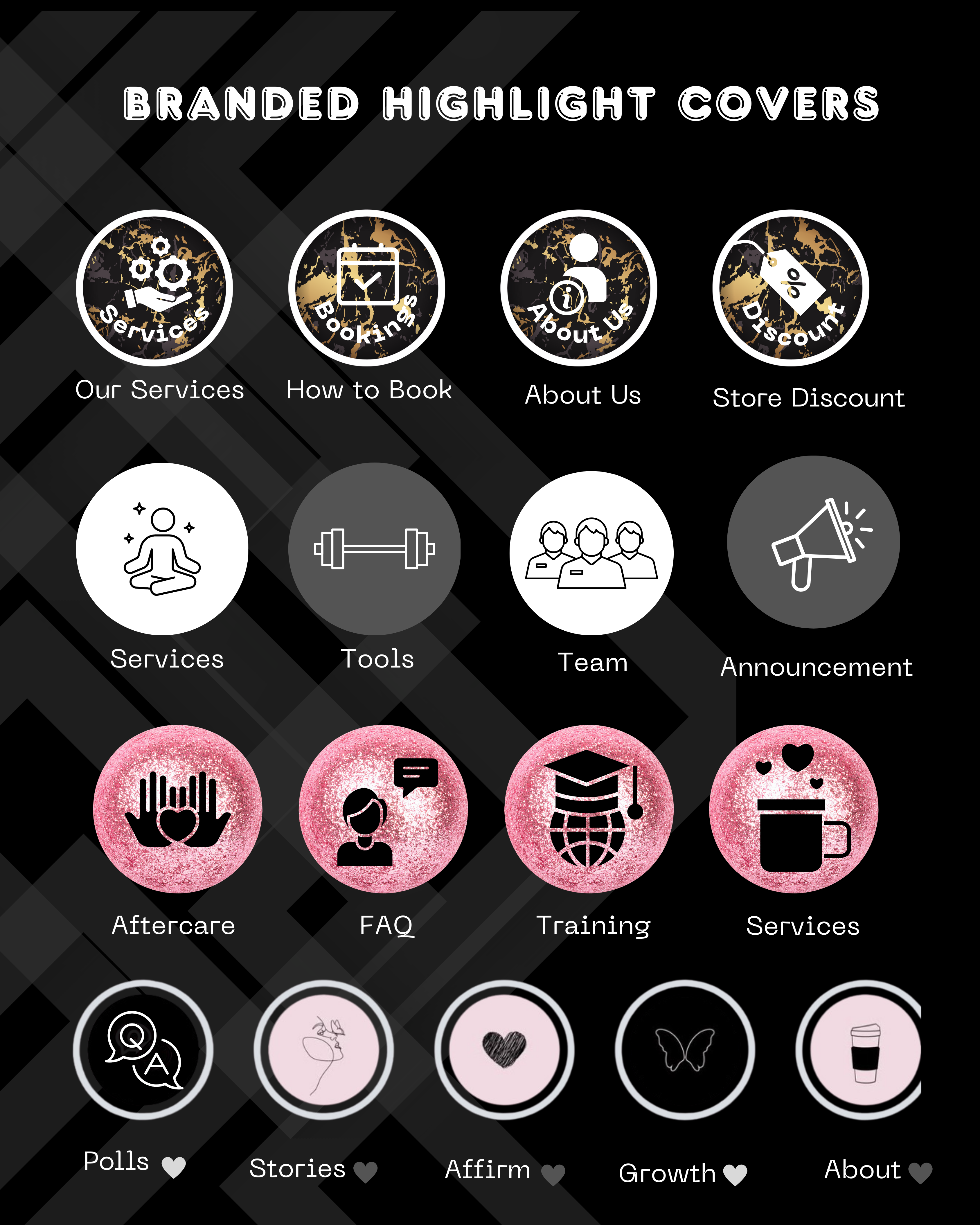 Custom Instagram Highlight Covers (8 Covers)